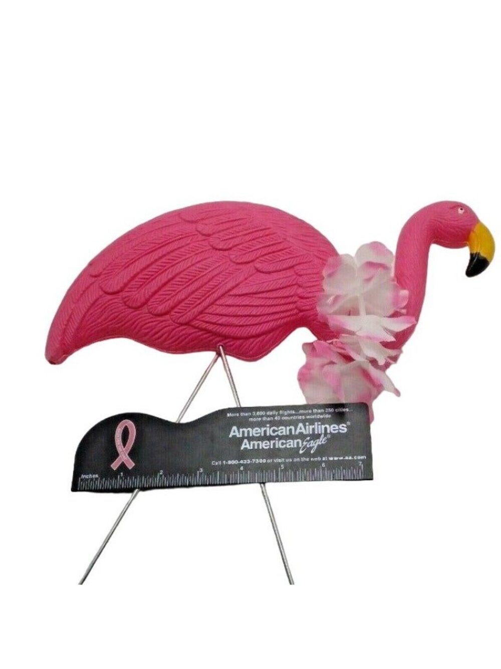 Pink Flamingo Lawn Art Lei Ornament Statue Yard Stake Tropical Beach Party Luau - Picture 3 of 9